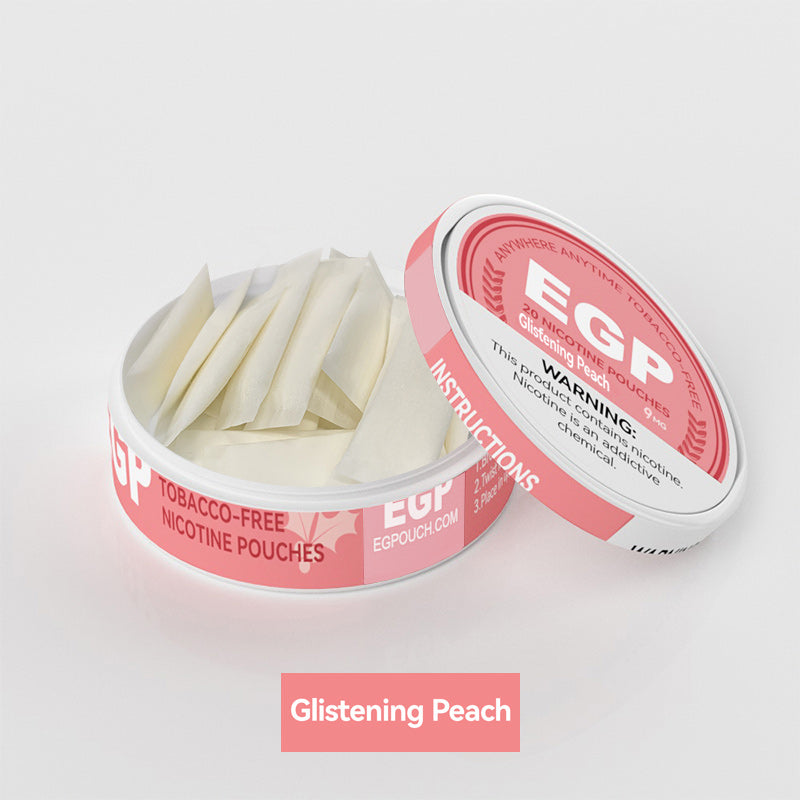 9mg Tobacco-free Glistening Peach Flavored Nicotine Pouches